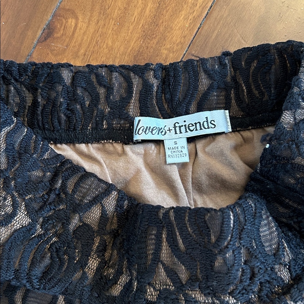 Lovers + Friends Black Lace Detail Bell Bottom Pants - Picture 4 of 5